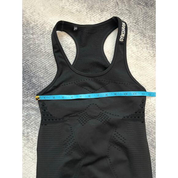 Gymshark Dry Seamless Back Cut Out Mesh Black Active Tank Top Size XS Small - Picture 4 of 4